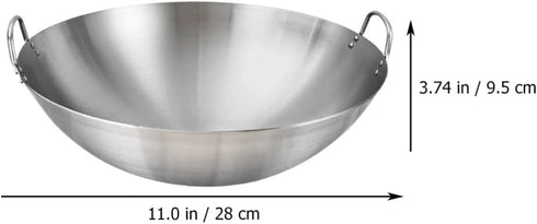 DOITOOL Stainless Steel Wok, 11 Inch Non-Stick Frying Pan, Dual Handle Kitchen Cookware