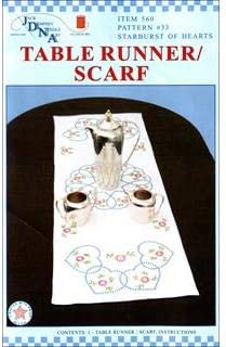 Jack Dempsey Stamped Table Runner/Scarf, Starburst of Hearts, 15 by 42-Inch