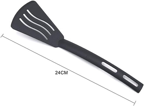 Kitchen Cooking Tools 3Pcs Mini Nylon Utensils Set, Slotted Turner, Solid Spoon, Fork for Children Dinner Tools (Black)