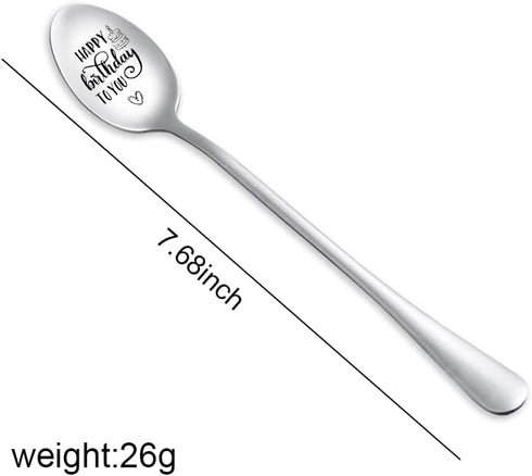 Birthday Spoon Gifts for Women Men Happy Birthday To You Spoons for Best Friend Daughter Son Birthday Gift for Girls Boys Bday Gifts for Sister Brother Happy Birthday Gifts for Mom Dad Coffee Spoon