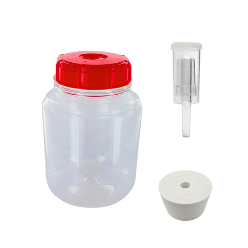FastRack 1 Gallon PET Wide Mouth Fermonster, Airtight Lid, #10 Drilled Stopper & Twin Bubble Airlock for Brewing