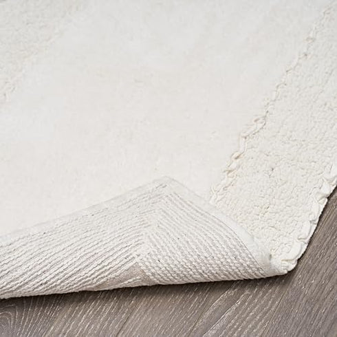 Laura Ashley Ivory Ruffle Cotton Bath Rug, 17" x 24"