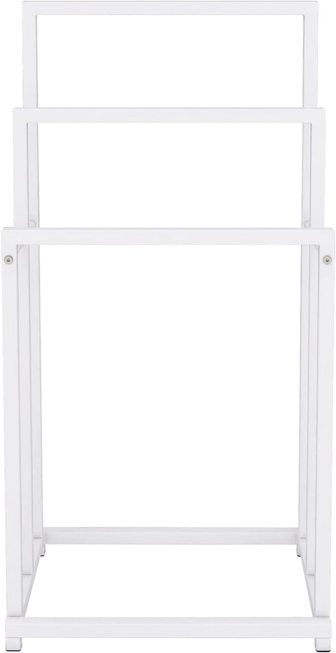3-Tier 3 BOFENG White Metal Towel Rack Bars Freestanding Towel Holder Drying Shelf Stand Towel Bar Storage Ladder