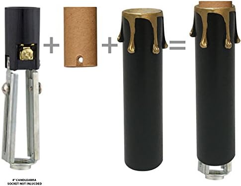 4 Inch Set 6 Royal Designs Candle Drip Sleeves Chandelier Socket Covers with Paper Insulation, Black Gold