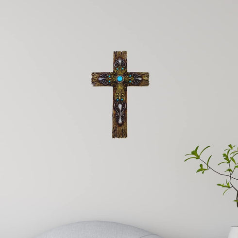 Comfy Hour Faith and Hope Collection, Polyresin Wall Hanging Cross (Multi-Color)
