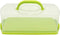 FEOOWV Portable Plastic Rectangular Loaf Bread Box with Transparent Lid for Storing and Carrying Loaf Cakes (Green)