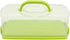 FEOOWV Portable Plastic Rectangular Loaf Bread Box with Transparent Lid for Storing and Carrying Loaf Cakes (Green)