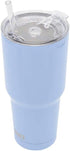 BUILT Double Walled Stainless Steel Tumbler Set with Replacement Lid, 30-ounces, 2 Reusable Tritan Wire Straw Cleaning
