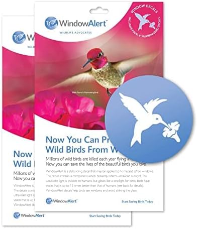 WindowAlert Hummingbird Anti-Collision Decal - UV-Reflective Window Decal 2-Pack to Protect Wild Birds