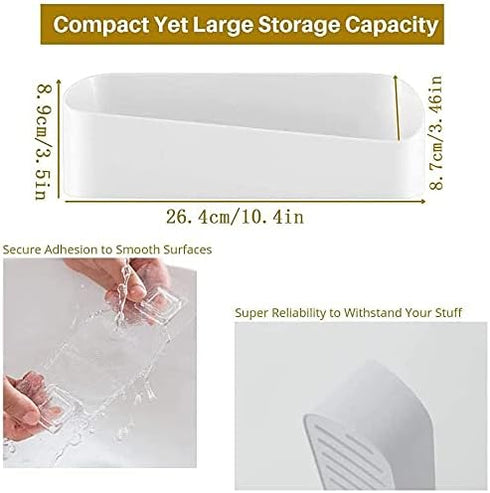 SUNFICON Adhesive Shower Caddy, Wall Mounted Bathroom Shelf Organizer with 2 Clear Adhesives for Shower Room