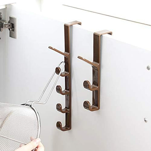 5 Layers Over The Door Hook Organizer Rack Hanger, Pack of 2 (Black) for Backpack Handbag