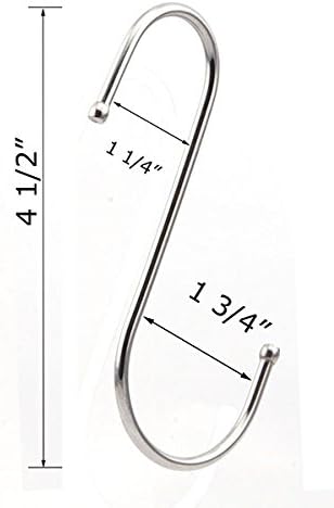 10 Pack Premium 4.5 inch Heavy Duty Stainless Steel S Hooks, Ideal for Hanging Pots, Pans, Plants