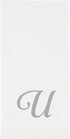 15.8 7.9 Inch 50 Luxenap X Linen-Feel Guest Towels, Disposable Striped Hand Towels - Silver Letter 'U', Cursive Font