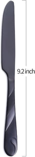 Black Dinner Knife Set, 9.2-inch Stainless Steel Shiny Black Dinner Table Knife Silverware, Set of 6 by Seeshine
