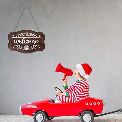Jetec Interchangeable Seasonal Welcome Sign, Rustic Wood Wall Hanging Outdoor Decor for Holidays (Brown)