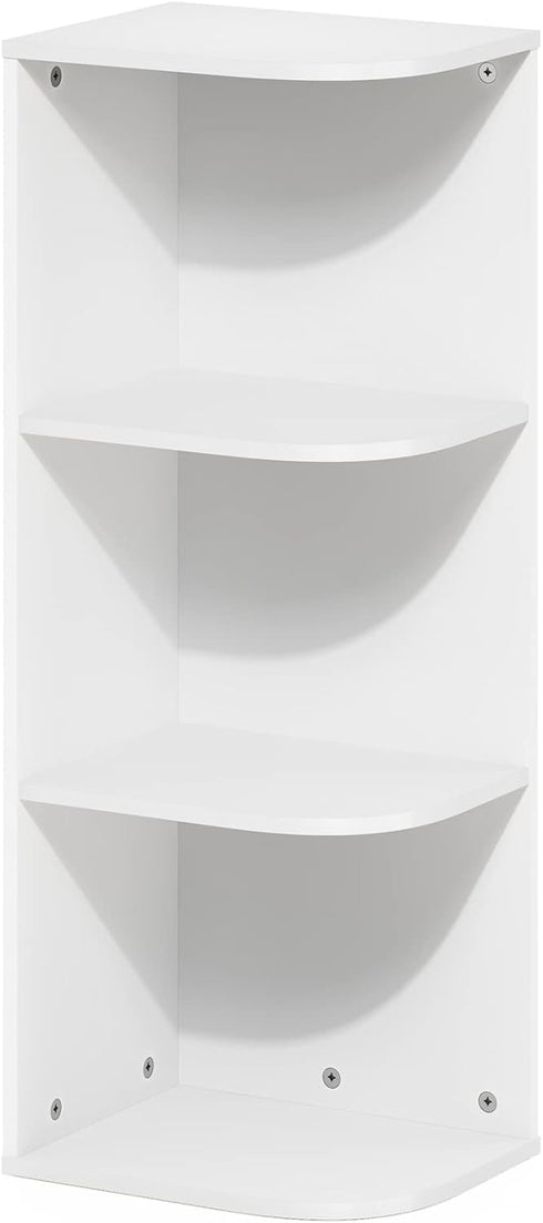 Furinno Pasir 3-Tier Corner Open Shelf Bookcase in White