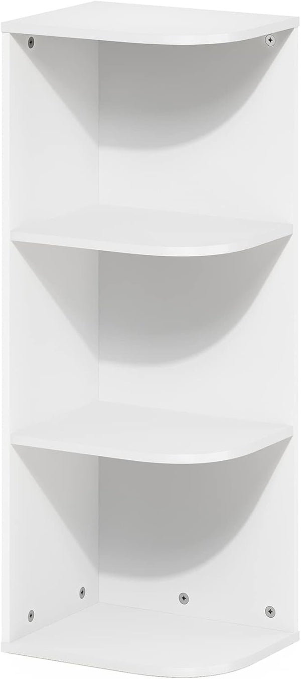 Furinno Pasir 3-Tier Corner Open Shelf Bookcase in White
