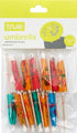 True Umbrella Appetizer Picks - Mini Umbrella Toothpicks, Multicolor, Wood, Set of 12