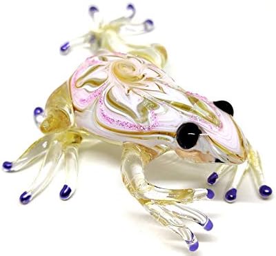 Frog Miniature Figurines 3" Color Glass Art Collectible Gift Decorate (Yellow Purple)