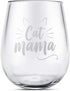 Cat Mama Wine Glass, Funny Birthday Gifts for Wife, Mom, New Mom, Cat Lover, from Husband Daughter Son