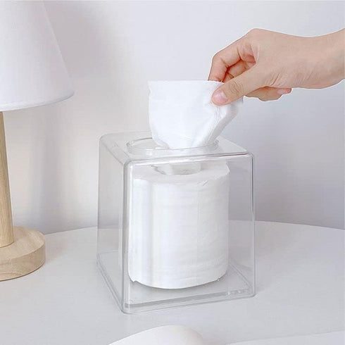 Cq Acrylic Tissue Box Holder - Clear Square Cover for Kleenex, Napkin, Facial Tissue Dispenser, 5.5 Inch