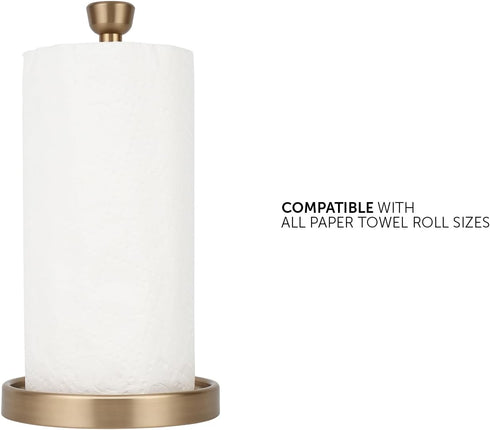 Countertop Ivilon Paper Towel Holder - Modern Tapered End Cap Design - Color Warm Gold