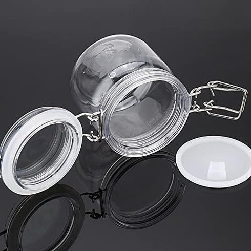 Lokusel 2 10 Oz/300ml Pcs PET Plastic Storage Jars with Airtight Hinged Lids,Durable Clear Wide Mouth canning Jars