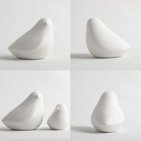 GOODSTART Set 2 Ceramic Birds Figurines Small Birds Statues for Living Room, Bookshelf, TV Stand, A of White Porcelain