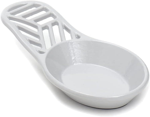 Home Basics Lines Cast Iron Spoon Rest (Grey) | Heavy Weight | Wide Head | Foam Pad to Protect Countertop