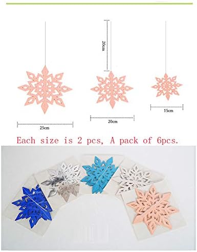 Christmas Party Decorations, 18Pcs Holiday 3D Glittery Large Snowflake Hanging Garland Flags for Home Decoration