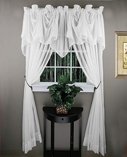 Stylemaster Splendor Batiste Sheer Festoon Valance, 100" W X 29" L, White