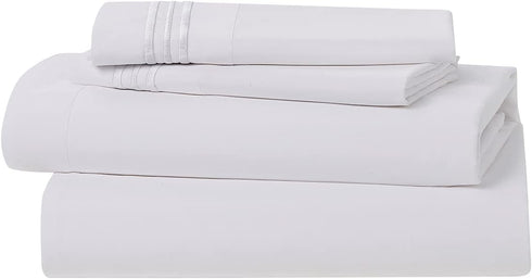Clara Clark Bed Sheets, Premier 1800 Series, 4 Piece Set, Full, White, Deep Pocket, Soft, Stain Resistant