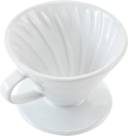 Restaurantware Restpresso 17 Ounce Coffee Dripper | 1 Reusable Coffee Cone with Drip Hole, White Ceramic Pour Over