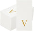 15.8 7.9 Inch 50 Luxenap X Linen-Feel Guest Towels, Lettered Hand Towels - Gold Letter 'V', Sans Serif Font, White