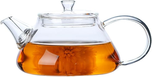 123Arts Mini Tea Pot, Clear Glass Teapot, Small Teapot for One Person Use, 7oz
