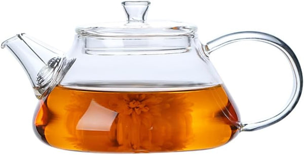 123Arts Mini Tea Pot, Clear Glass Teapot, Small Teapot for One Person Use, 7oz