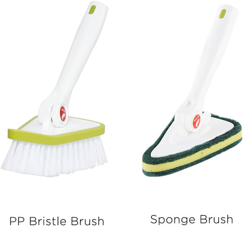 CQT 2 in 1 Bathroom Cleaning Brush, 48" Extendable Long Handle with Detachable Scrub Brush and Scouring Pads
