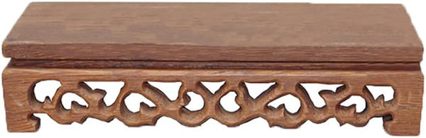 GOLDY&WENDY Chinese Wooden Rosewood Base Rectangular Carved Vase Buddha Plant Display Stand