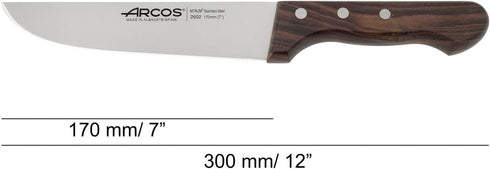 Arcos 7 Inch Butcher Knife Nitrum Stainless Steel. Professional Cooking Knife For Cutting Meat, Fish and Vegetables.