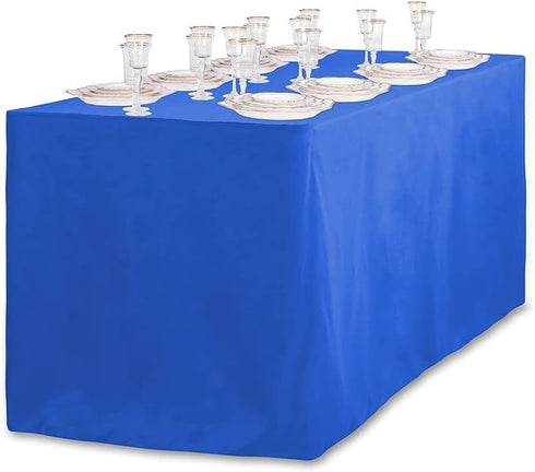 BEEKAY 1 6 3 72" Inch 30" Inch Pc Feet Royal Blue Fitted Open Back Rectangular Sided Table Cloth X Polyester Washable