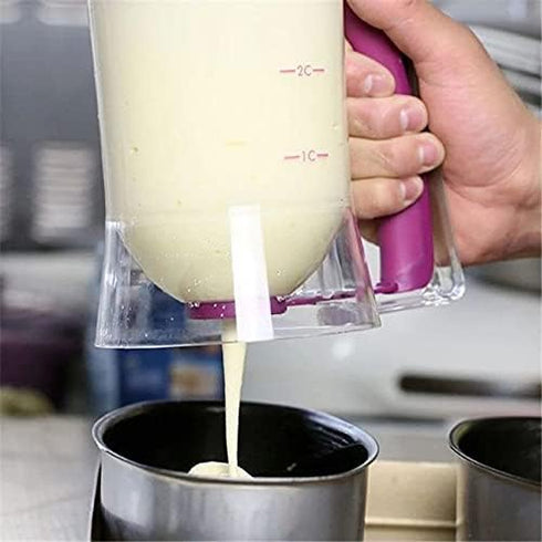 Cupcake Pancake Cookies Cream Dispenser - Cake Mix Jug Baking Essentials Maker, Funnel Measuring Cup (Purple)