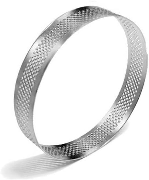 Tart Ring Stainless Steel Cake Mould, Kitchen Pastry Bakeware for Cookies, Bread Perforated Circle