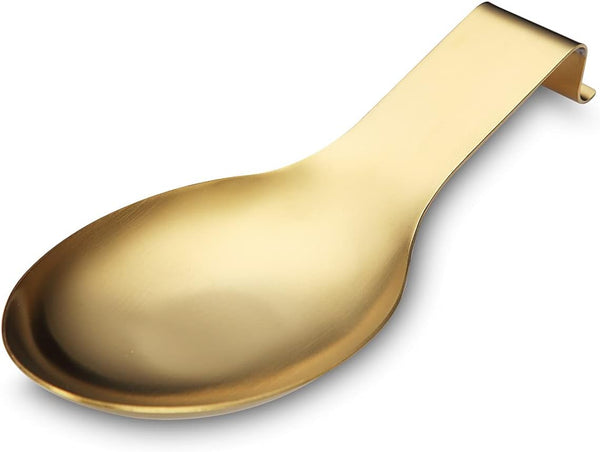 Matte Gold Spoon Rest, Stainless Steel Holder for Stove Top, Kitchen Utensils for Ladles, Tongs, Spatula, Dishwasher