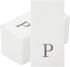 15.8 7.9 Inch 50 Luxenap X Linen-Feel Guest Towels, Lettered Hand Towels - Silver Letter 'P', Sans Serif Font, White