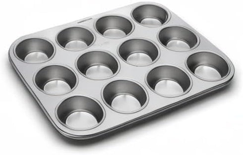 Fox Run Muffin and Cupcake Pan, 12 Standard Cup, Stainless Steel