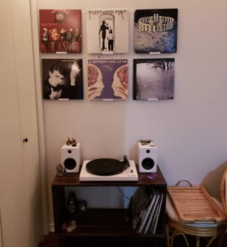 Vinyl Record Wall Mount, 5 Pack Floating Shelf for Black & White Album Display, No Wall Damage