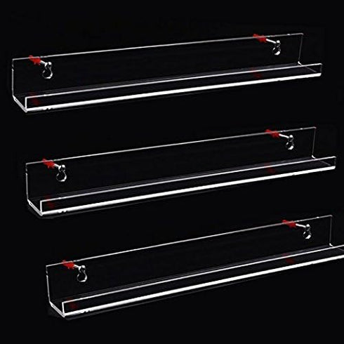6 Pack 15 Inch Sooyee Acrylic Invisible Kids Floating Bookshelf for Kids Room,Modern Picture Ledge Display Toy Storage