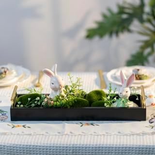 Hanobe Rectangle Long Narrow Tray: Decorative Trays Rectangular Candle Holder Trays for