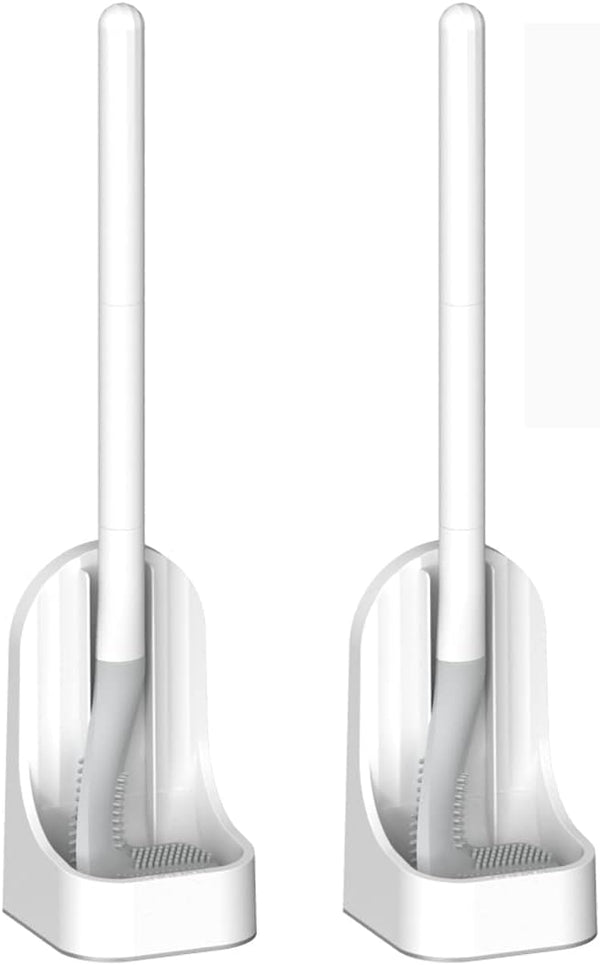 Toilet Brush with Holder, Long Handle Golf Toilet Brush 360° Deep Cleaning Flexible Silicone Wall Mounted for Bathroom