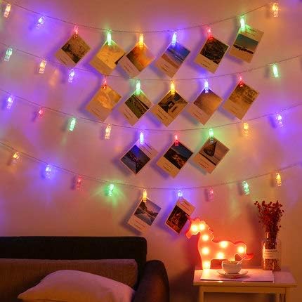 Magnoloran LED Photo String Lights 20 Photo Clips Battery Powered Fairy Twinkle Lights,
